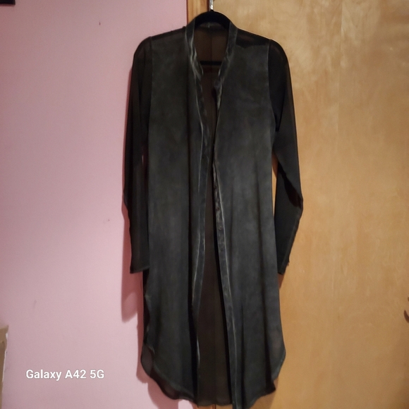 T Party Fashion Tops - Grey/ black maxi blouse